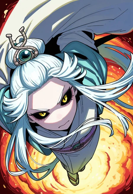 lazypos, absurdres,very aesthetic,sharp detail,intricate detail,
official art,artist:yukataro,artist:sparrowl,norakura \(nr kura\),jonpei,(zyugoya, fir3born, naga u:0.5),ireading,(krekkov:0.5),fujimoto tatsuki \(style\),
( Full body portrait, b41suzhensmt , white hair, long hair, black sclera, white skin, colored skin, hair ornament, white kimono, sash, wide sleeves )
dynamic angle,looking at viewer,(three quarter view:0.2),
(from above:0.2),
(dutch angle:0),
close-up,
colorful,
