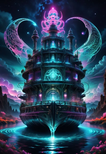 masterpiece,ASCII,8k.absurdes,intricate,maximum resolution, hyper detailed,
digital masterpiece epic dynamic poster Shaddy madness A line art neon bend and twist ghost otherworldly luminous ship Wire filigree dynamic transparent figures placed in river , night sky, clouds intricated, masterpiece, gracious , shadow play, intricated lighting macro, soft atmospheric lighting , masterpiece, beautiful, insanely detailed