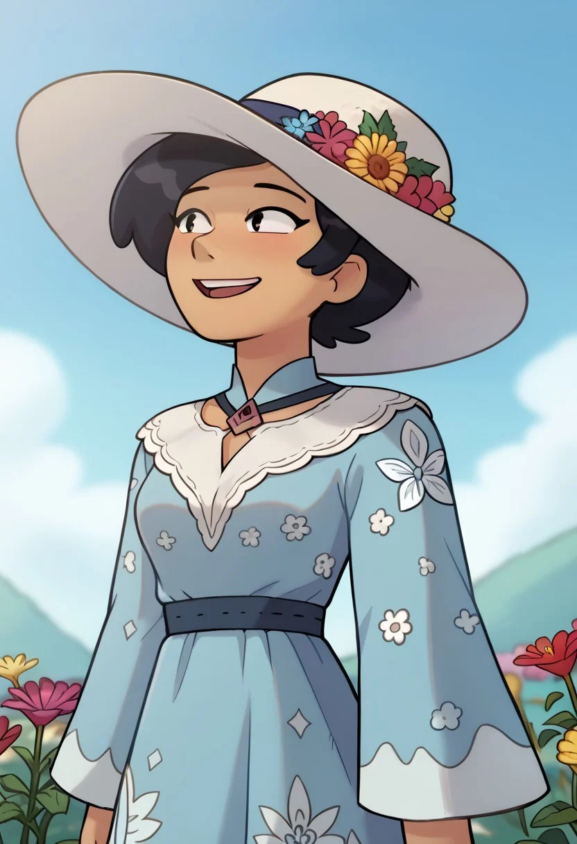 Score_9, Score_8, Score_7, relatedguy, 1girl, CHMarcyWu,
Outfit: Bohemian maxi dress with floral patterns and a wide-brimmed hat.
Composition: Soft focus, with the subject slightly blurred in the foreground.
Scenery: A sunlit meadow with wildflowers and a clear blue sky.
Facial Expression: Joyful laughter, head tilted back in delight.