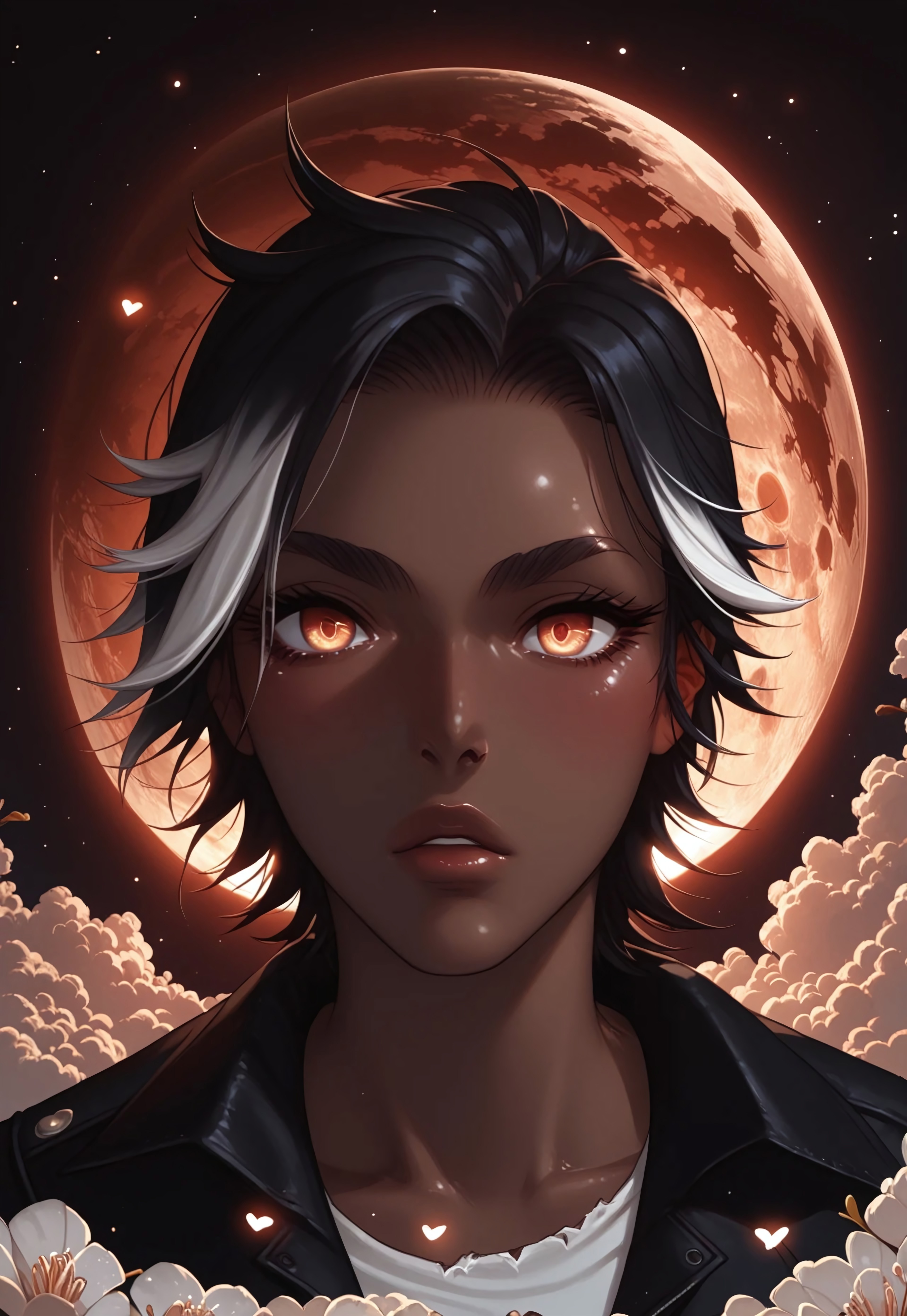 safe_pos, score_9,score_8_up,score_7_up,score_6_up, 1boy, ((BREAK)), sexy man, Khitli Viera, ((dark skinned man)), toned muscles, tall, ((no human ears)), ((short black hair with white highlights)), ((black and white goatee)), rugged features, ((black jacket with no shirt showing muscles)), ripped blue jeans, boots, ((large expressive golden eyes)), looking to the right, gesturing pose with arm to the right, high res image, masterpiece, dynamic shot, <lora:Expressive_H:0.65> <lora:incase-ilff-v3-4:0.5> <lora:g0th1cPXL:0.45>  <lora:Branwen_QBR:0.7>, high gradient eyes, eyesHD, dynamic pose, dynamic, detailed eyes, high definition eyes, amazing quality, wallpaper, wide angle, castle, exterior, nighttime, moon, moonlight, stars, gargoyle. bats, dead trees, creepy