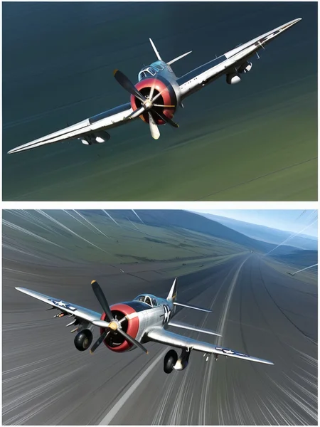 <lora:P-47_Thunderbolt_Illustrious:1.0> (p-47 thunderbolt:1.05), dogfight, flying, high_altitude, dynamic composition, ultra realistic, speed lines, manga, frames