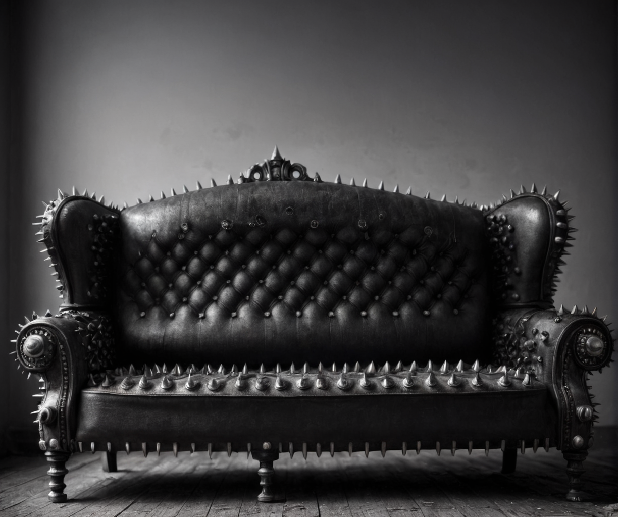 spikes, couch, <lora:drkkaw_epoch_10:0.8>,
