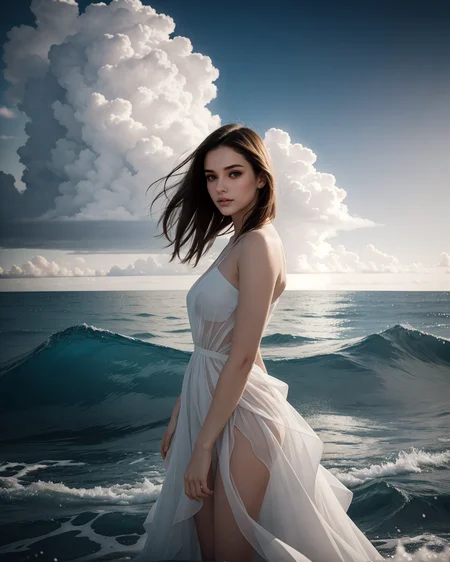 sexy ocean goddess, glowing magical eyes, diaphanous white iridescent dress, alien moon, surreal storm, powerful magic, closeup portrait, fcPortrait:1.4, epiCPhoto Style-EMCG (seductive sensual allure, masterpiece, wide angle, cinematic establishing shot, young adult european woman standing, highly detailed background:1.3), volumetric lighting, subsurface scattering, dynamic pose, (special effects, color grading, fantasy aura:1.3), (sexy Ocean Spellcaster:1.25), Rolling waves, seafoam, oceanic staff, aquatic magic (Layered Depth, Parallax Effect, Soft focus foreground, Painted Scenery, style of Tim Walker:1.1)