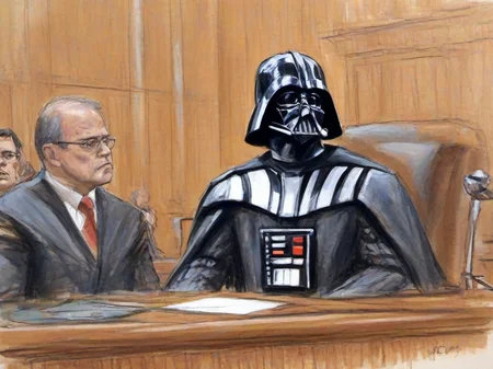 Masterpice,High Quality,
<lora:PE_CourtRoomSketch:0.8> PECourtRoomSketch,courtroom,
darth vader from star wars