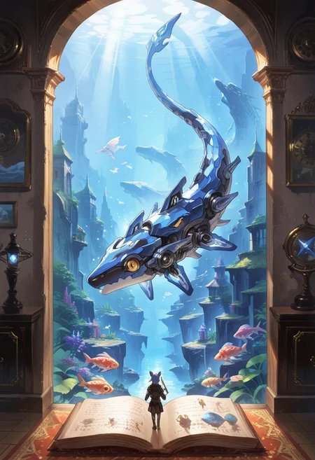 masterpiece, ultra-HD, very aesthetic, 8K, high detail, depth of field, score_9, score_8_up, BREAK A watercolor scene, a fantasy world made of machinery and bricks, painted with rich textures, soft sunlight filtering in, storybook fantasy aesthetic. BREAK Motion lines, BREAK surreal,
404style, perfecteyes, NEGATIVE_HANDS