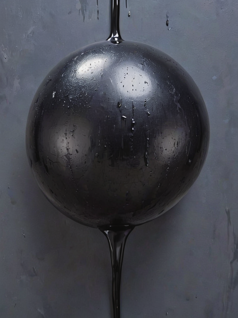 wrnoultx, fine line artwork, a sticky black rubber slime ball stuck to a slippery latex wall, deep shadows, <lora:- SDXL - wrnoultx_rubber_coating_V1.0:1>