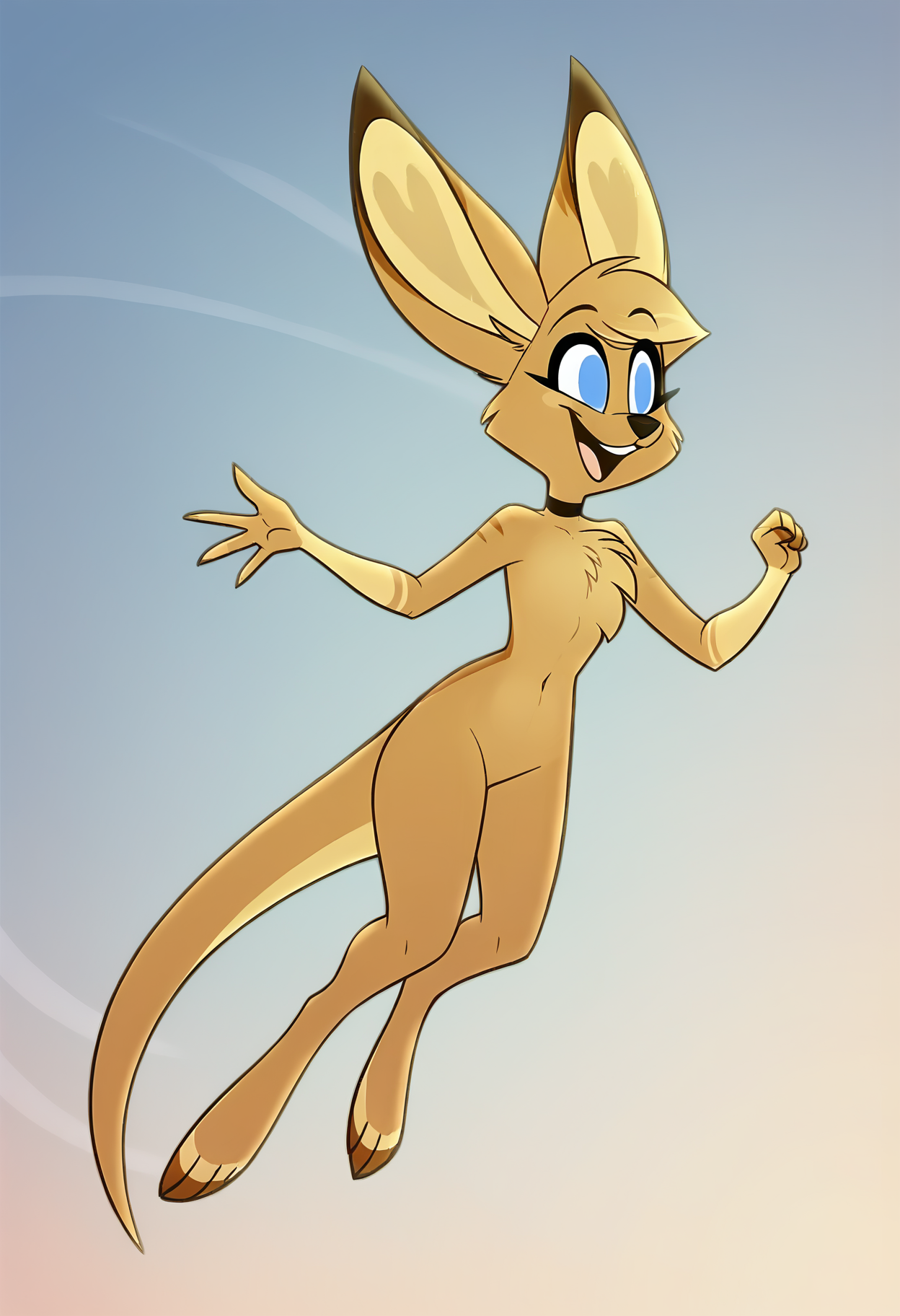 source_cartoon,  source_furry, score_9, score_8_up, score_8, BREAK
<lora:Kayla Christling:0.8>, Kayla Christling, solo, kangaroo, smiling, beautiful face, clear focus, happy, open mouth, full body, jumping, in mid-air,