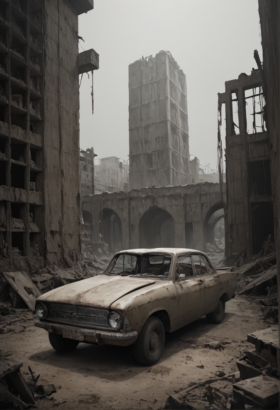 ,ruanyi1435,motor vehicle,
outdoors,overgrown,black background,ruins,abandoned,<lora:1435 Broken car_v1_pony:1>, score_9,score_8_up,score_7_up,,8k,solo,,