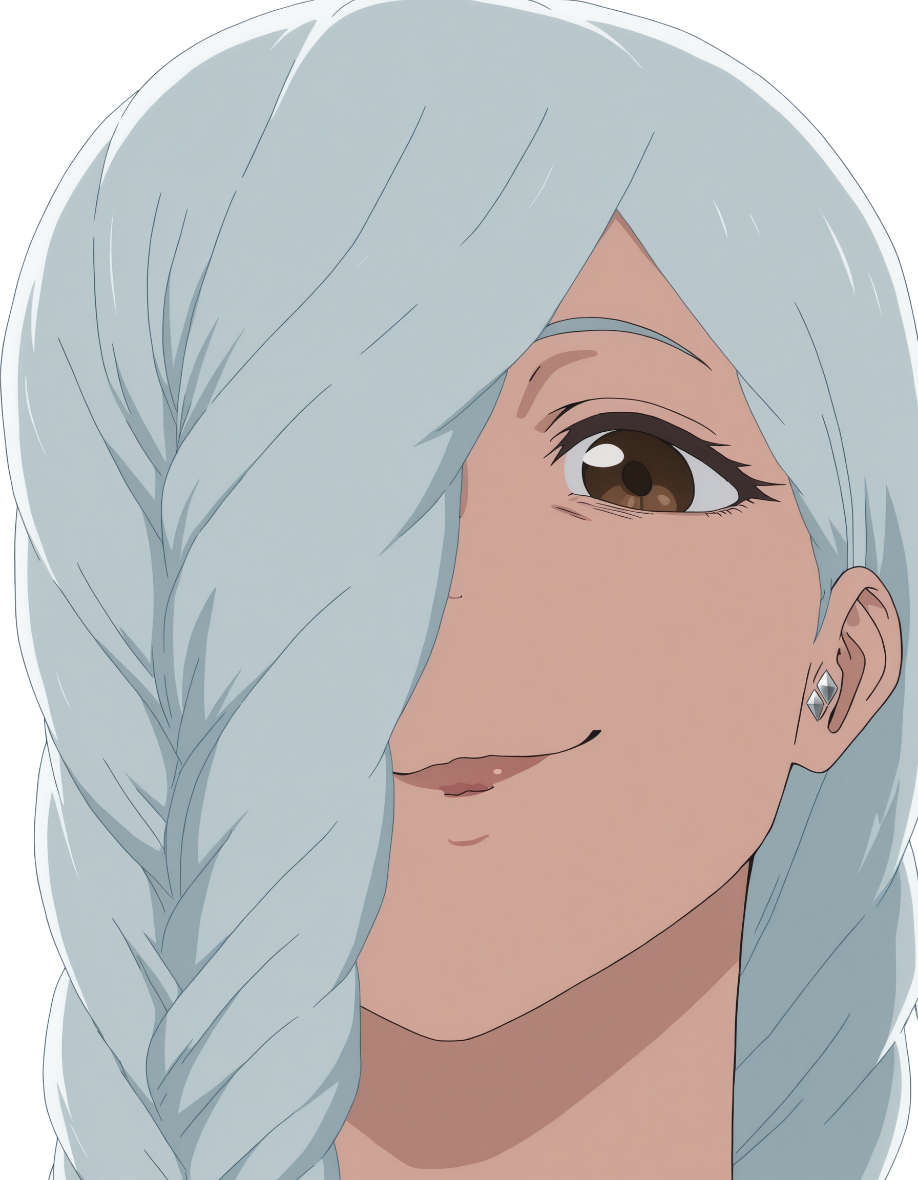 <lora:meme_mutsukiface_illustriousXL:0.8> mutsukiface, chibi, portrait, close-up, smile, :3, closed mouth, close up, portrait, shadows, shading, <lora:anime_screencap-Illustrious:0.65> anime screencap, anime coloring, very aesthetic, absurdres, zPDXL, <lora:Pony_DetailV2.0:0.5> <lora:illustrious_quality_modifiers_masterpieces_v1:1>
<lora:MeiMeiJJK_15redo:1> m31m31, 1girl, brown eye, mature female, hair over one eye, braided bangs, twin braids, long hair, female focus, looking at viewer, defined lips, stud earring, ear piercing, 
white background, simple background,