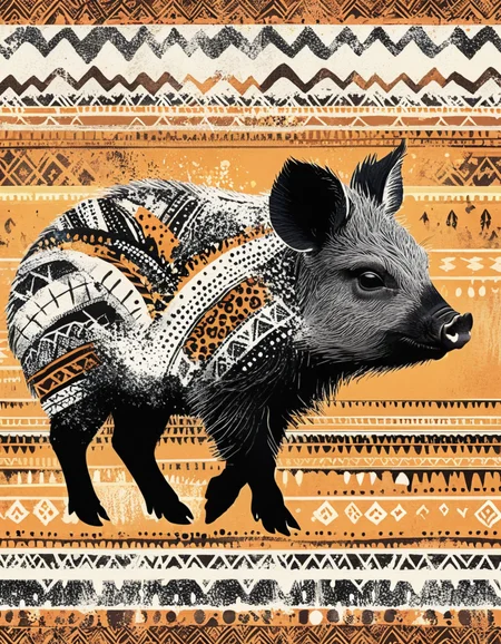 peccary <lora:108_novuschroma_1:1> novuschroma style illustration with patterns