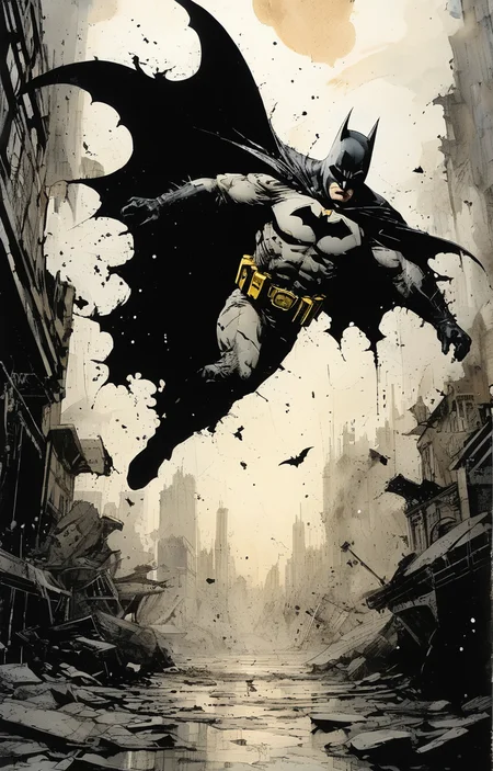 masterpiece,best quality,<lora:tbh236-sdxl:0.8>,illustration,style of Frank Miller,batman animals