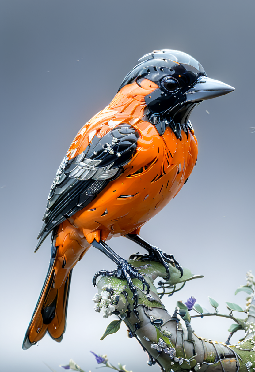 (HD, masterpiece, best quality, ultra detailed), pg-rated, a Baltimore Oriole made out of SilverPulse, add-detail-xl, xl_more_art-full_v1<lora:XL\Style\SilverPulseMorphXL.safetensors:1.0:1.0> <lora:XL\Enhance\add-detail-xl.safetensors:0.8:0.8> <lora:XL\Enhance\xl_more_art-full_v1.safetensors:0.8:0.8>