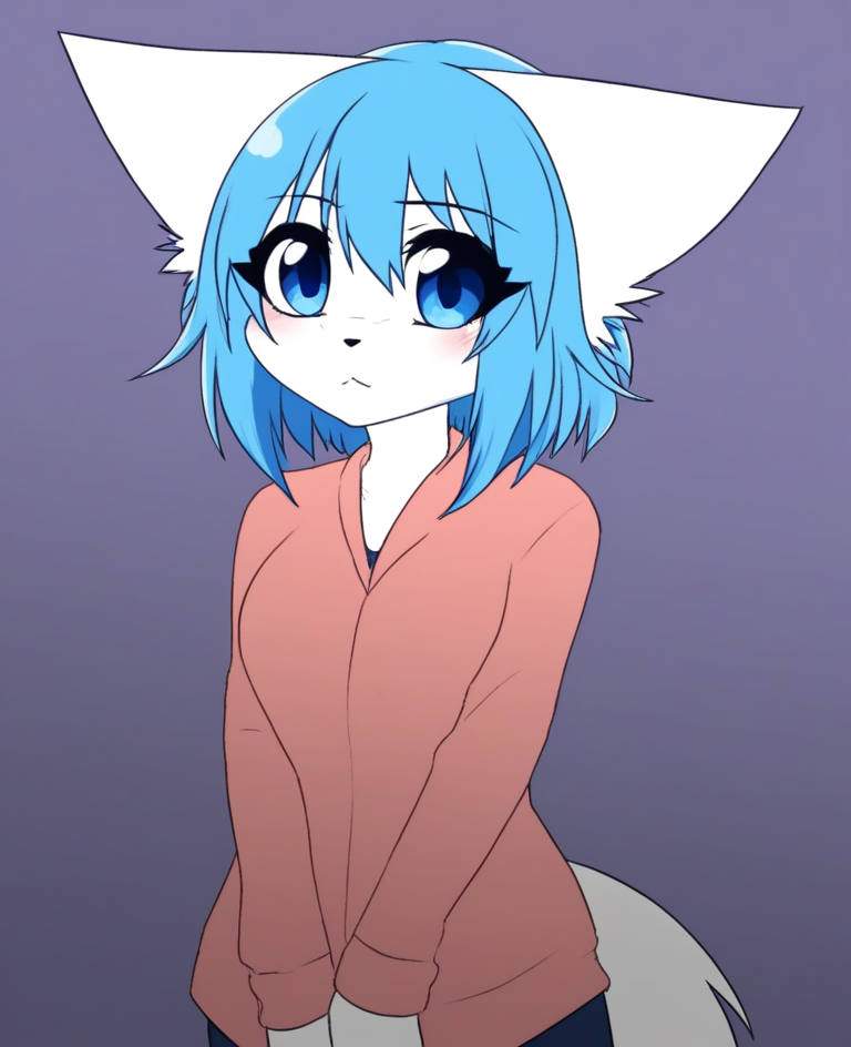 wolfychu, furry, furry female, blue hair, blue eyes,  <lora:Wolfychu_Pony-000009:1>