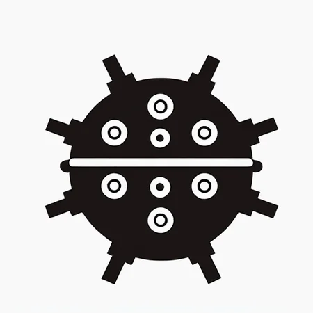 ((( White background, solid color background))),<lora:gmic_bptbv1-000014:1>,93icon\(93ic1\), black and white image of a mine, with a white background and a black outline, solo, looking at viewer, simple background, white background, standing, monochrome, full body, no humans, silhouette