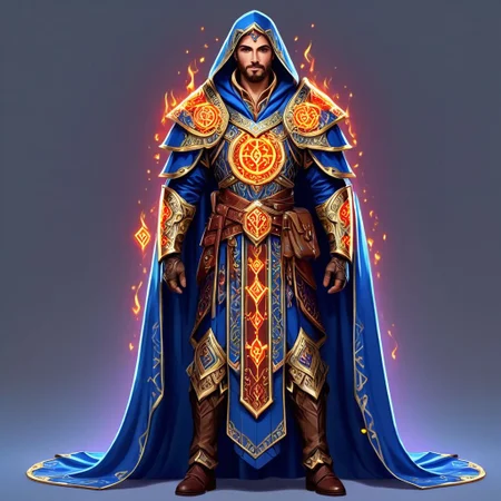 Flashfire glowing runes, full body, 1 mage wearing a royal robe, digital art, high quality, background royal court