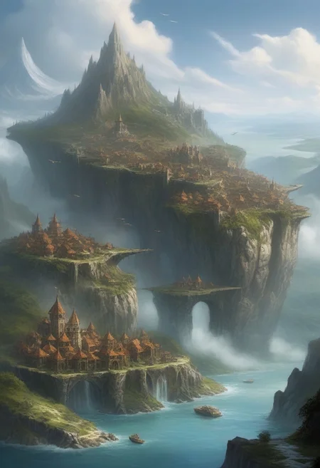 netheril was a nation of flying islands in the old and anciente fantasy world of Faerun from dungeons and dragons, it's cities flies with grace and powerfull and amazing magic, it's spells are so gloweing and full of life in it's breathtaking forms