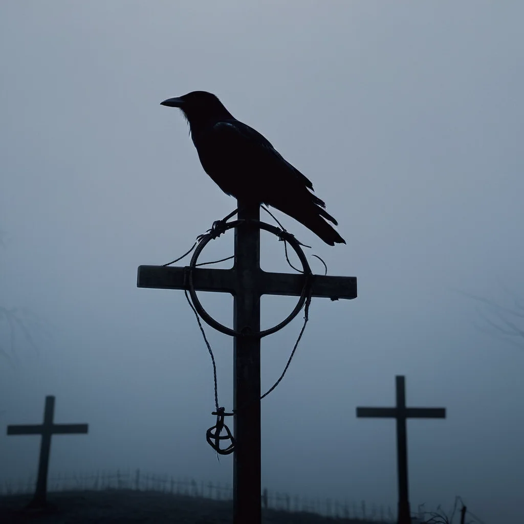 cinematic film still of <lora:perfection style:0.5> <lora:detailed:0.5> perfection detailed
<lora:Sairento Hiru style:0.9>
In the mysterious New England town of Silent Hill a dark crow bird sitting on top of a cross in the fog at night,standing,monochrome,sky,blurry,no humans,bird,animal,scenery,blue theme,silhouette,animal focus , cinematic, supernatural, horror style, Sairento Hiru style, shallow depth of field, vignette, highly detailed, high budget, bokeh, cinemascope, moody, epic, gorgeous, film grain, grainy