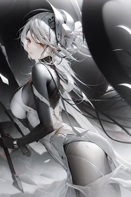 masterpiece, best quality, girl,white suit,white long hair