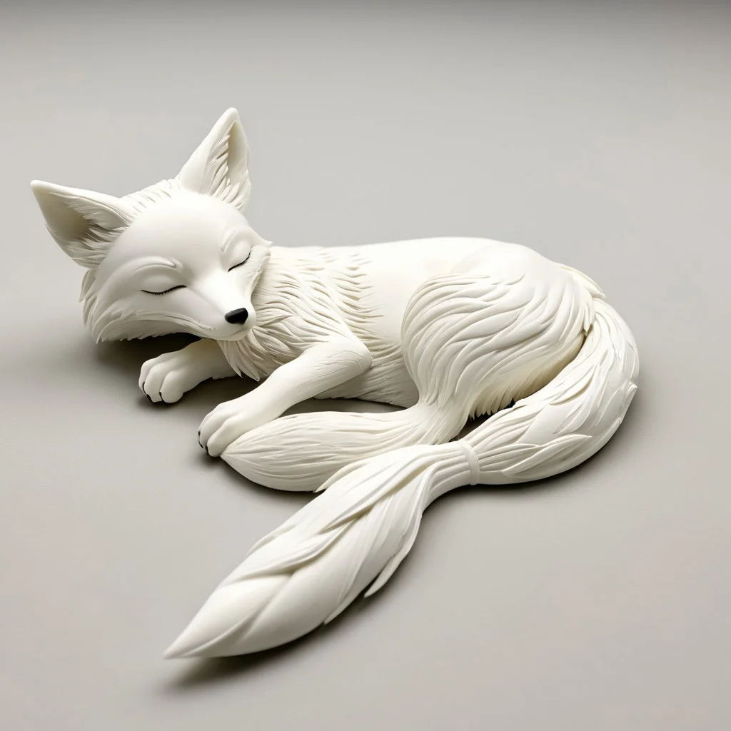 masterpiece, very aesthetic, absurdres, newest, WhiteMold, 3d printed fox, sleeping
