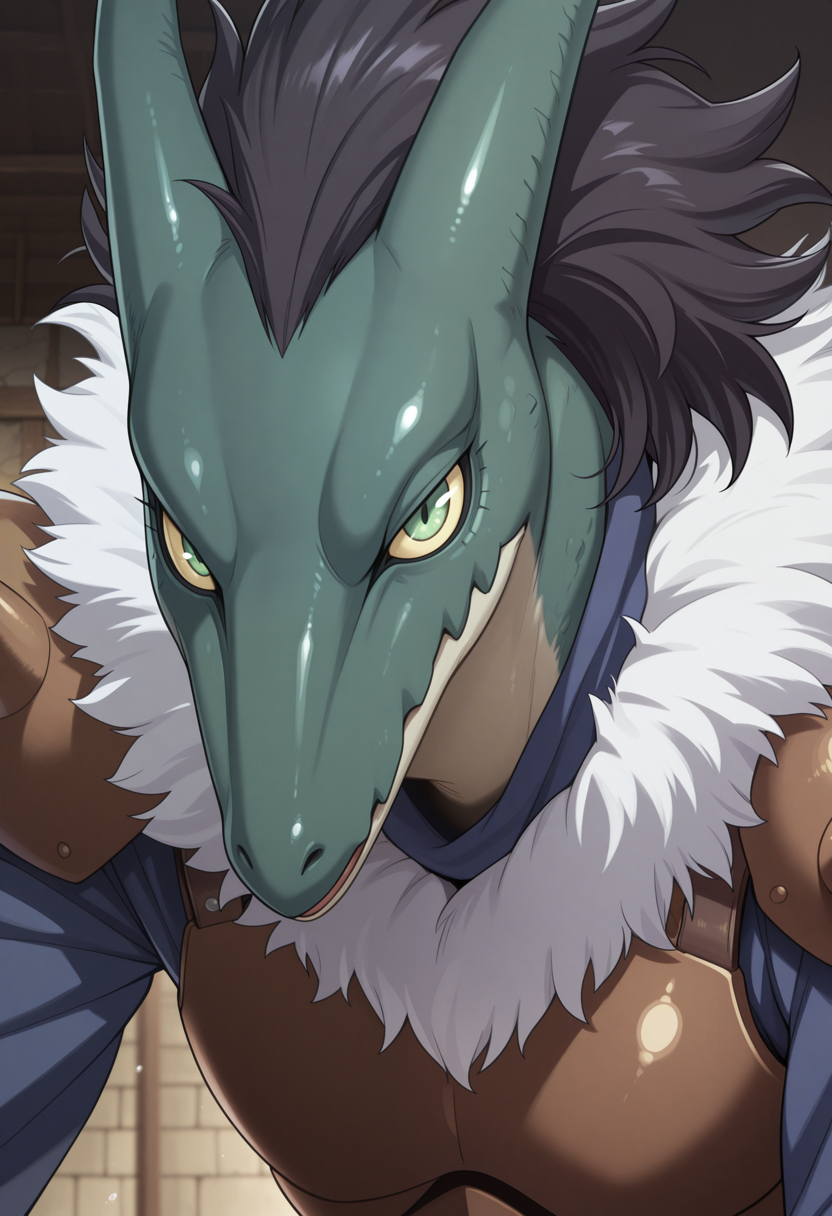 masterpiece, best quality, amazing quality, solo, 1boy, GabiruRs, armor, blue shirt, close-up
