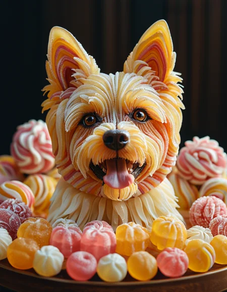 cinematic still 1dog, made from candy, portrait . emotional, harmonious, vignette, 4k epic detailed, shot on kodak, 35mm photo, sharp focus, high budget, cinemascope, moody, epic, gorgeous, film grain, grainy, 1dog, made from candy, portrait, highly detailed, full color, perfect composition, symmetry, holy, dramatic striking sharp focus, cinematic, modern, new classic, beautiful, cute, creative, fair balanced, intricate, elegant, confident, passionate, extremely aesthetic, inspired, pretty, glowing light, attractive, illuminated, amazing, artistic, awesome, engaging, glamorous