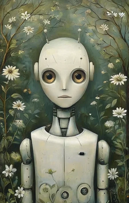 masterpiece,best quality,<lora:tbh148-sdxl:1>,illustration,style of Amanda Clark, portrait of robot