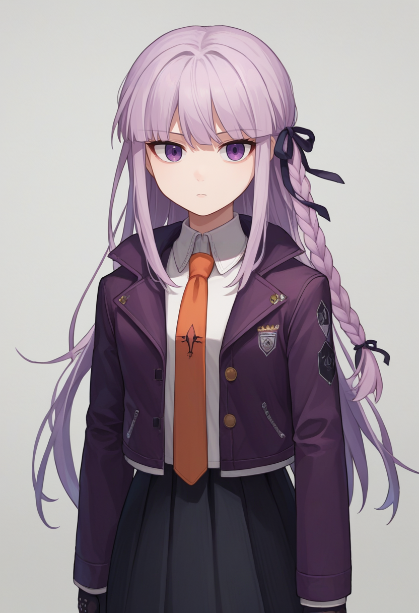 score_9, score_8_up, score_7_up, source_anime, rating_safe, solo, 1girl, kirigiridef, expressionless, looking at viewer, standing, braid, hair ribbon, jacket, open jacket, long sleeves, white shirt, necktie, skirt, black gloves <lora:danganronpathh_kirigiri_ponyXL:1>