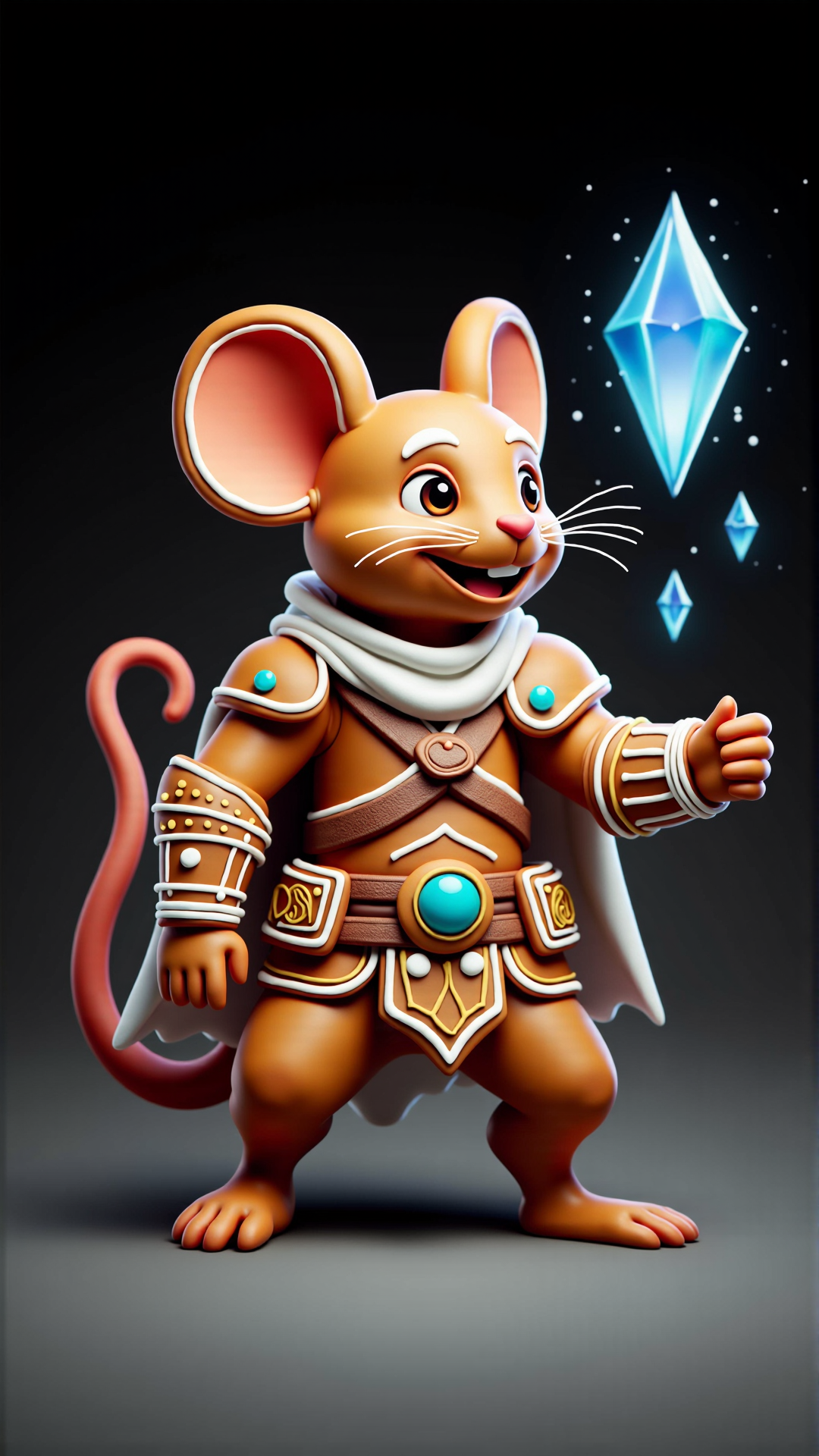 GingerbreadStyle and made entirely out of gingerbread and frosting, a warrior mouse with armor and floating crystal to the right, trending on Artstation, Pose Study, ultra detailed, award winning
<lora:GingerbreadStyleFlux:0.9>