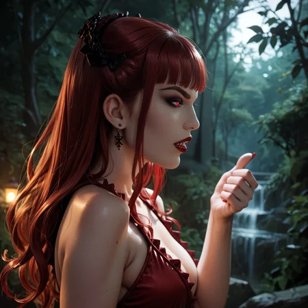 score_9, score_8_up, score_7_up, score_6_up, score_5_up, solo, Elizabeth Bathory an evil vampire woman ,
,Giving thumbs up,side view shot,Aokigahara Forest Japan,The Lonely Mountain,split lighting,<lora:Elizabeth_Bathory:0.75>