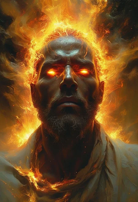 Capture the overwhelming power of hell fire in a tremendous awesome digital art work, majestic, energetic, emotion, awesome Quality, reflecting, luminescent, translucent, Ethereal, Neural, Aura,(random ambient:1.3), very detailed, masterpiece, light beams, dusty, very sharp image, dramatic low lit,back lit, oil painting, advntr