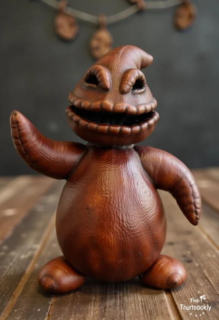 a_chestnut_craft, the chestnut craft shows a Oogie Boogie figure, crafted from multiple round chestnut