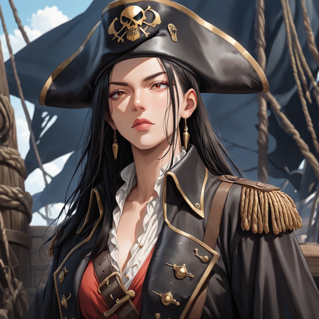 masterpiece, best quality, newest, absurdres, highres, anime, anime style, PAV1.0IL, pirate, 1girl, pirate,