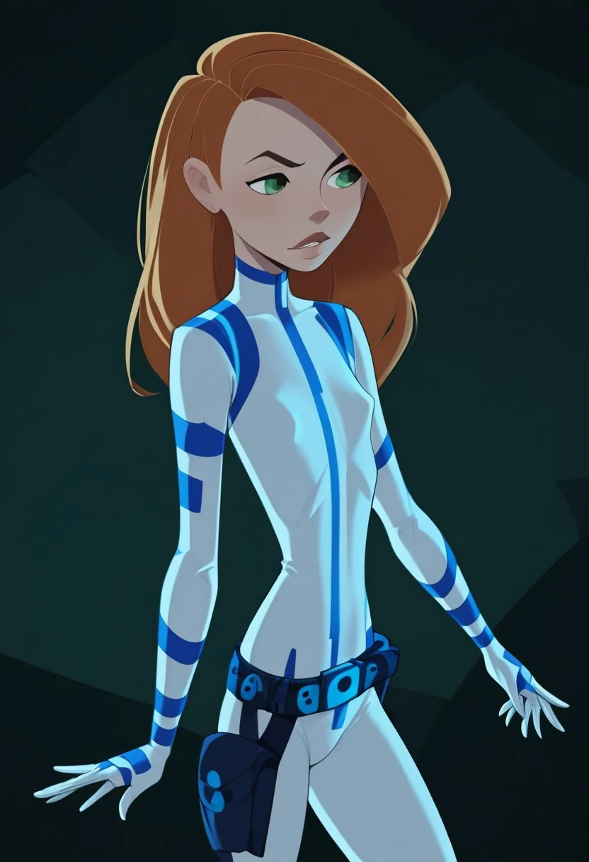 score_9, score_8_up, score_7_up, score_6_up, score_5_up, score_4_up, BREAK, 
solo, 1girl, bodysuit, green eyes, flat chest, white bodysuit, long hair, covered nipples, belt