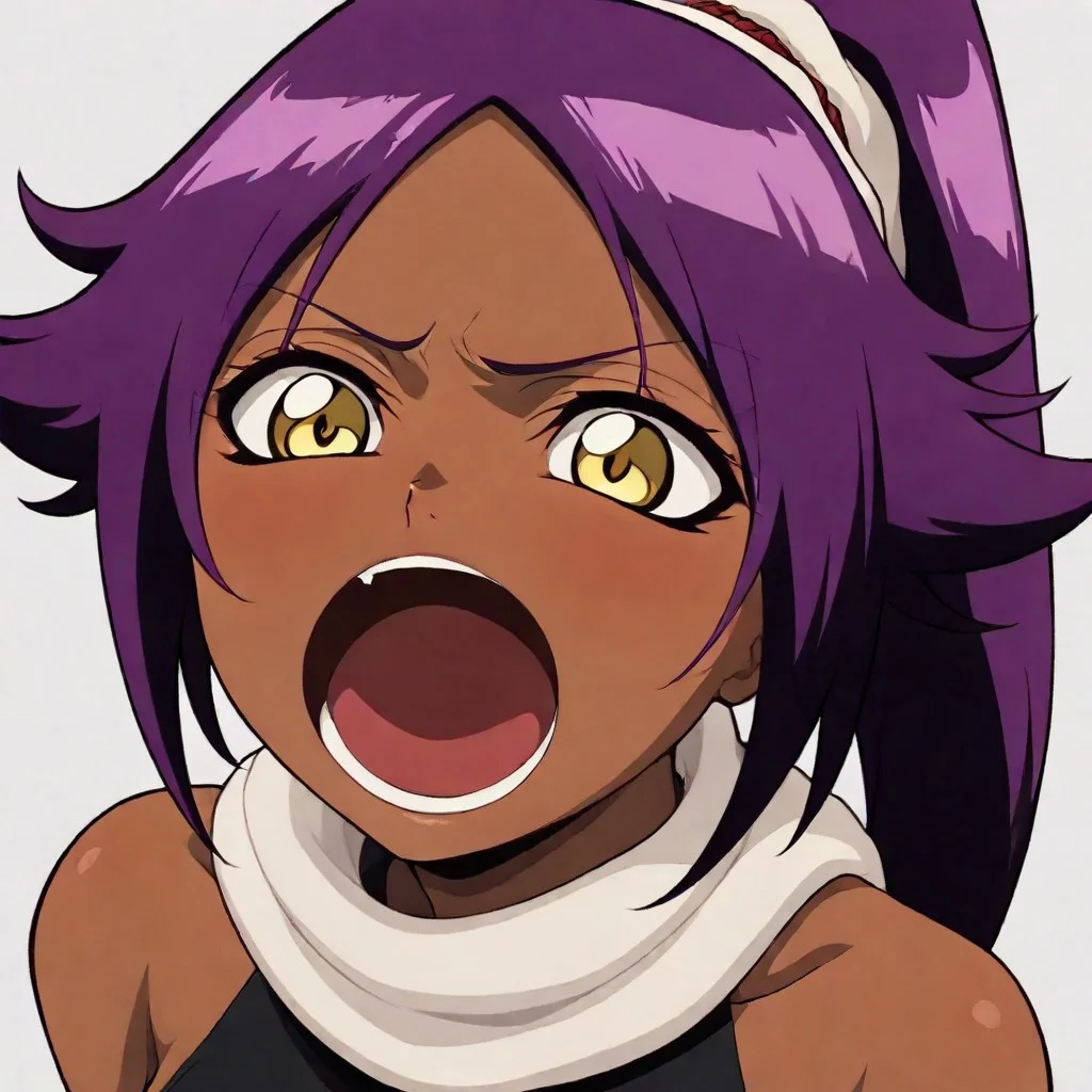 masterpiece, best quality, newest, absurdres, highres, anime, anime style, POPC-ILV1.0, :o, open mouth,
1girl, shihouin yoruichi (bleach), dark-skinned female, yellow eyes, ponytail, Purple hair,