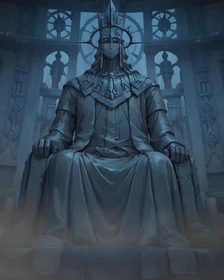 score_9, score_8_up, score_7_up, source_anime, 1boy, sitting, eye contact, red eyes, solo, eye contact, statue, statue_of_god, <lora:Statue_of_Death_God__Solo_Leveling_pony:0.8>