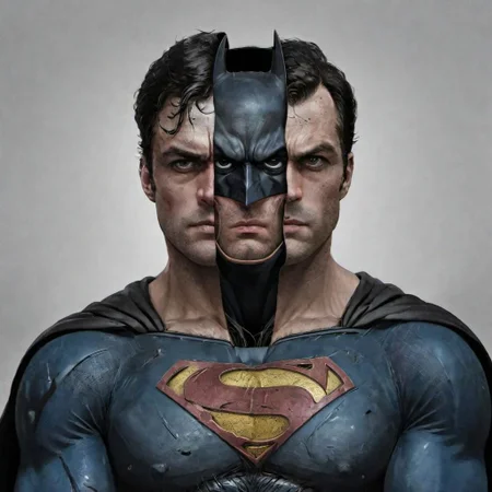 Split head batman inside superman