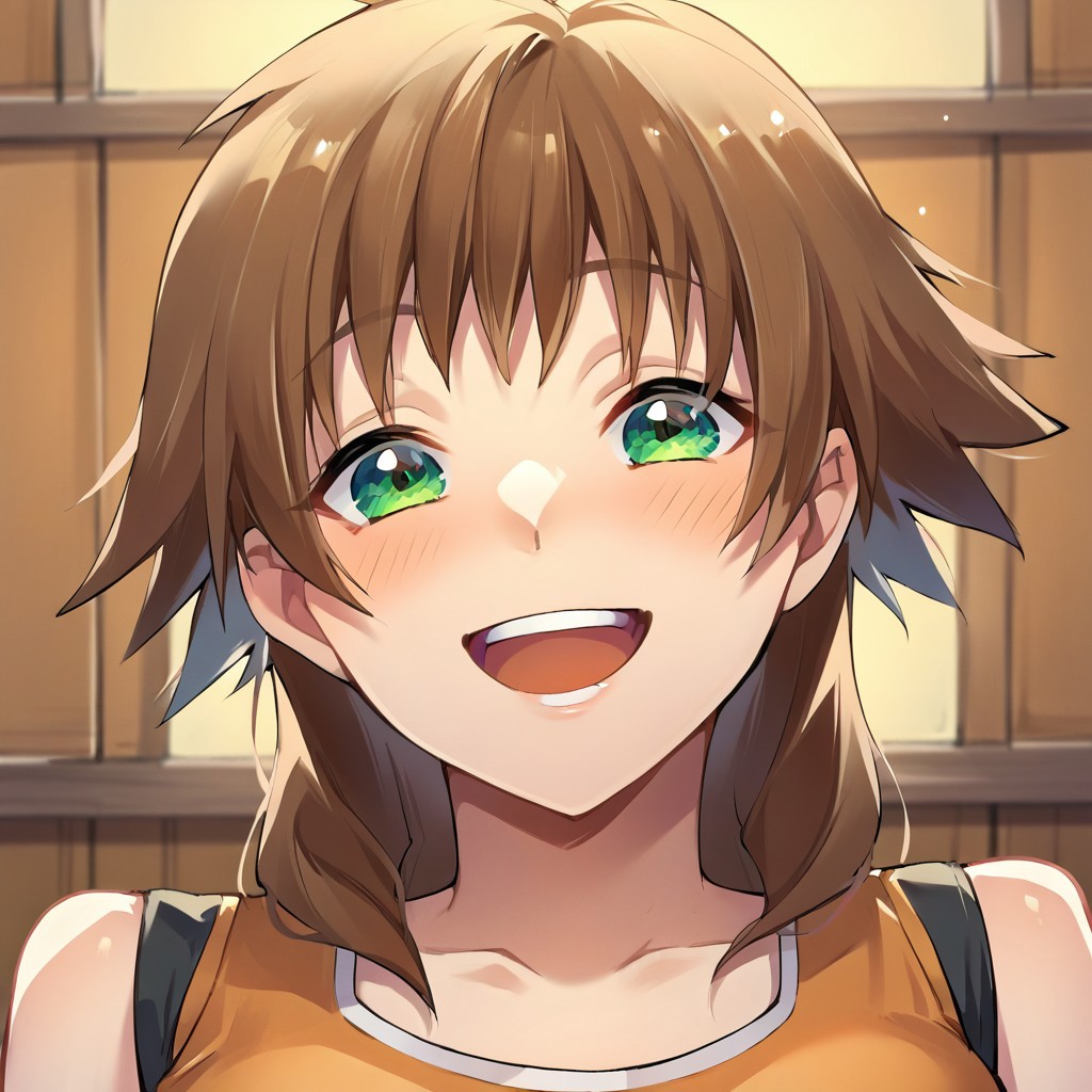 score_9, score_8_up, score_7_up, source_anime, kholette, POV, looking at viewer, blush, smile, open mouth, upper teeth only