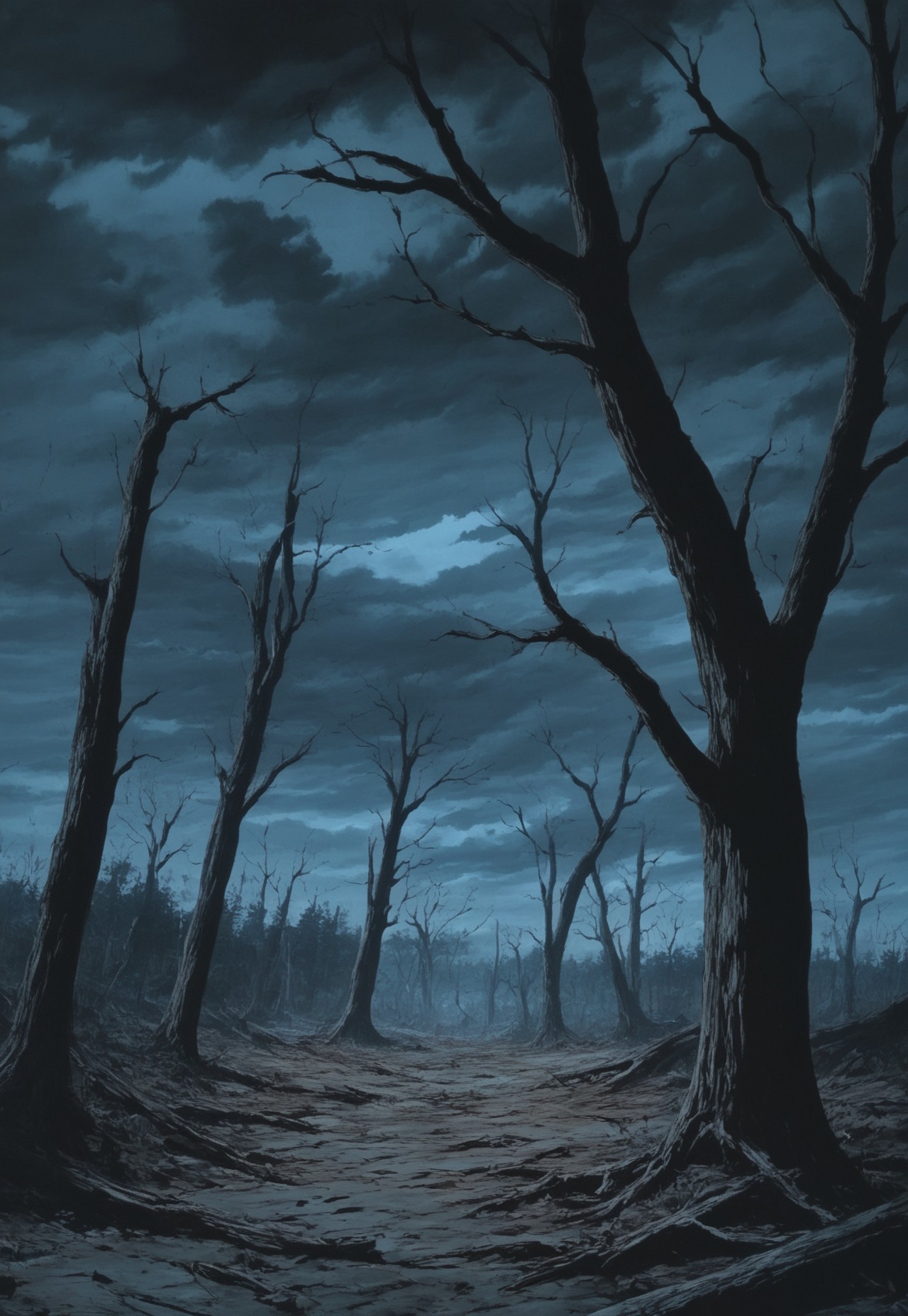 (((score_9, score_8_up, score_7_up, night, storm clouds )))
, 
((( Deawoomb, dead tree, tree, bare tree, outdoors, sky, scenery, Cloud, cloudy sky, nature, )))
,
((( )))
,
((( )))
,
((( )))
,
((( ))) 
,
((( )))
,
(((  )))
,
((( )))
,
()