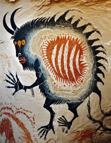 cavepaintinglora, painting of a monster
