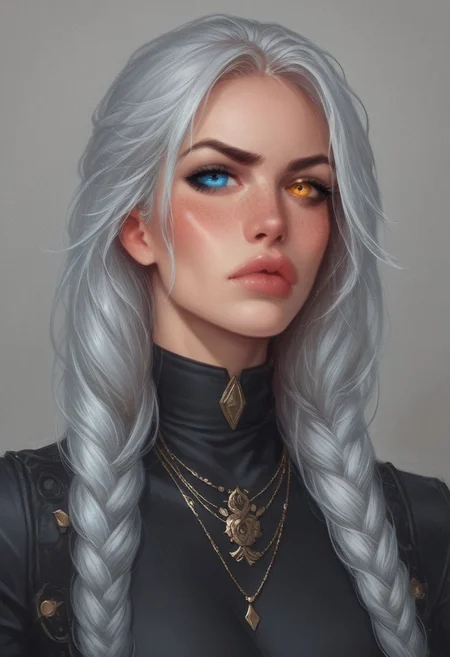 cinematic, (master piece), (best quality), (ultra-detailed), very aesthetic, illustration, perfect composition, intricate details, (best quality, hires textures, high detail:1.2), Mesmerizing, Dimpled, Complete Heterochromia, Almond-shaped, Gray/Silver, Long Hair Styles Layers, Fair, Minimalist, Eclectic, Sloppy, Disheveled, Pout, Blush, Determined, Fidgeting, Dominance, Fist Pump, Freckles, Frieren, owoface (((full-clothed))), ((long big sword in hands, sword in hands))
BREAK
strange world background score_9, score_8_up, score_7_up, score_6_up, source_cartoon, rating_explicit, Expressiveh, (((((portrait))))), dynamic pose