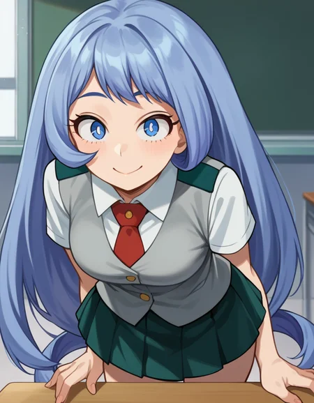 score_9, score_8_up, score_7_up, source_anime,
nejirehadou, <lora:nejire-hadou-ponyxl-lora-nochekaiser:1>
nejire hadou, blue eyes, blue hair, long hair, smile,
necktie, pleated skirt, school uniform, short sleeves, skirt, u.a. school uniform,
indoors, classroom, bent over,
looking at viewer, dutch angle, cowboy shot,