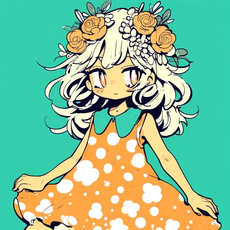 a girl in a flower dress