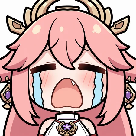 masterpiece, best quality, good quality,
uohhhhhhhhh! \(meme\), streaming tears, tongue, crying, meme, =_=, open mouth, tears,
yae miko, 1girl, solo, long hair, breasts, blush, simple background, hair ornament, white background, animal ears, hair between eyes, jewelry, bare shoulders, white shirt, upper body, pink hair, sidelocks, earrings, detached sleeves, japanese clothes, fang, chibi, fox ears, transparent background, facing viewer, nontraditional miko
<lora:uoh_ill_v1:1>