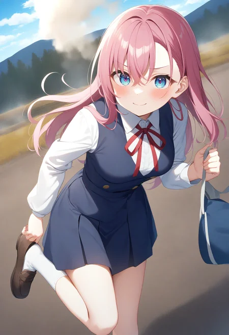 1girl,sincos, ningen mame, toosaka asagi,solo,medium breasts,school uniform,
adjusting footwear,adjusting clothes,putting on shoes,shoes,<lora:adjustingfootwear_XL_v1:0.8>
dutch angle, panorama shot, looking up, pink hair, white eyes,smug, Yellowstone, closed mouth, bowl cut hair,,
best quality, very aesthetic, absurdres