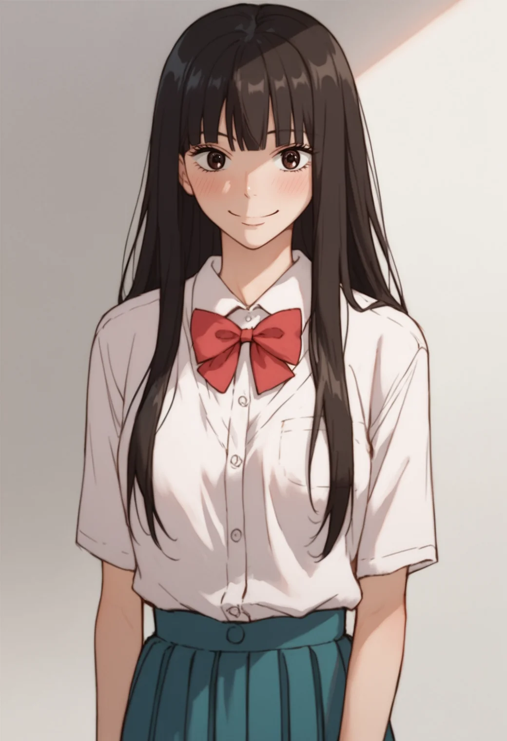 score_9, score_8_up, score_7_up, score_6_up, source_anime,rating_explecit,anime coloring, 1girl , solo, looking at viewer, cowboy shot, <lora:KuronumaSawako:0.8> kuronuma sawako, collared shirt, bowtie