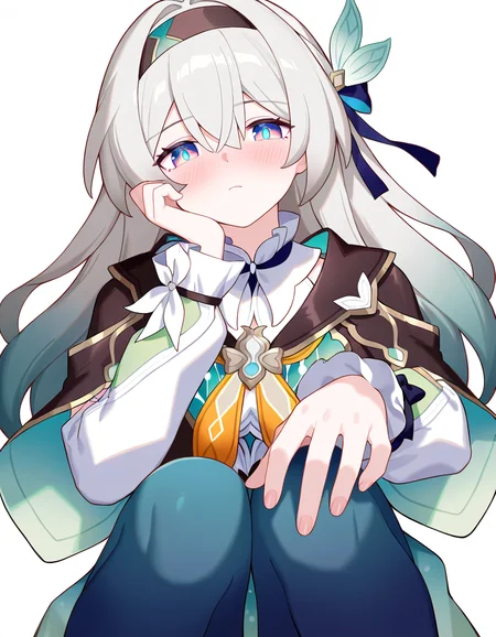 blush,pantyhose,1girl,solo,simple background,white background,v,<lora:blushluoli:1>,firefly \(honkai: star rail\),, masterpiece, best quality, very aesthetic, absurdres,newest, incredibly absurdres,