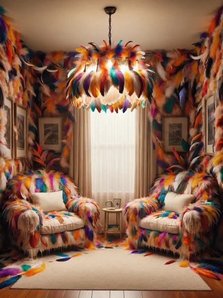 ais-featherz lampshade, in a warm and inviting reading nook <lora:Feathers_Glue_SDXL:1>