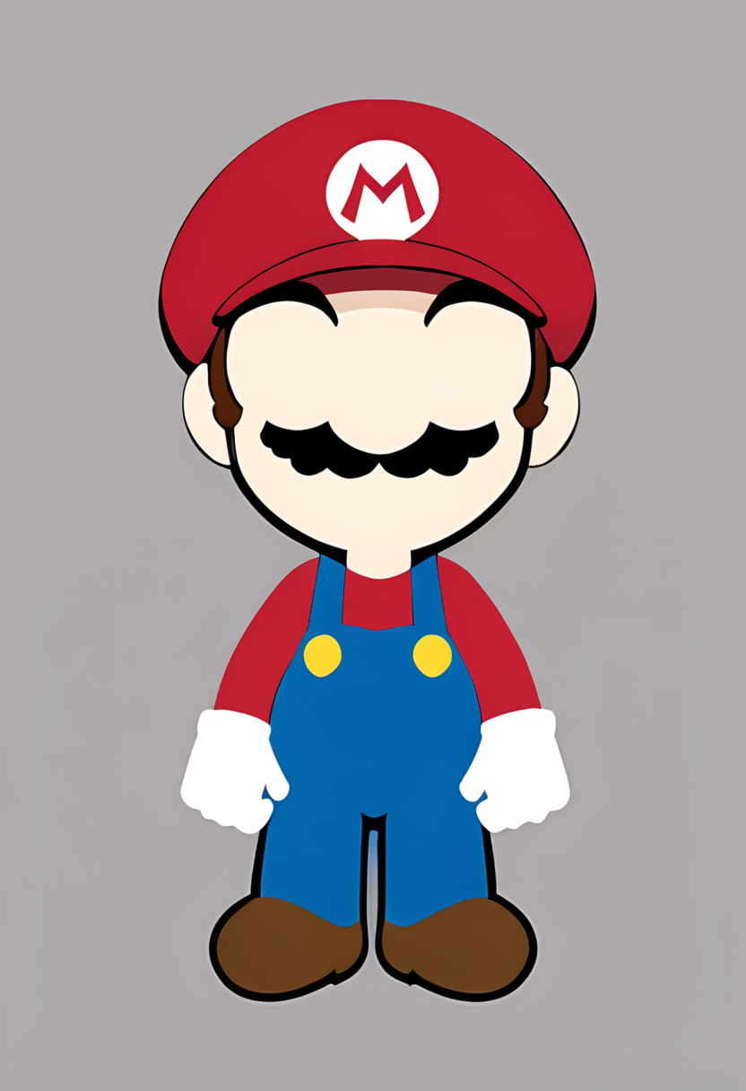 minimal1st, Mario, faceless, faceless male, flat color, vector art, simple background, simple<lora:Minimalist_Anime_XL:1>
