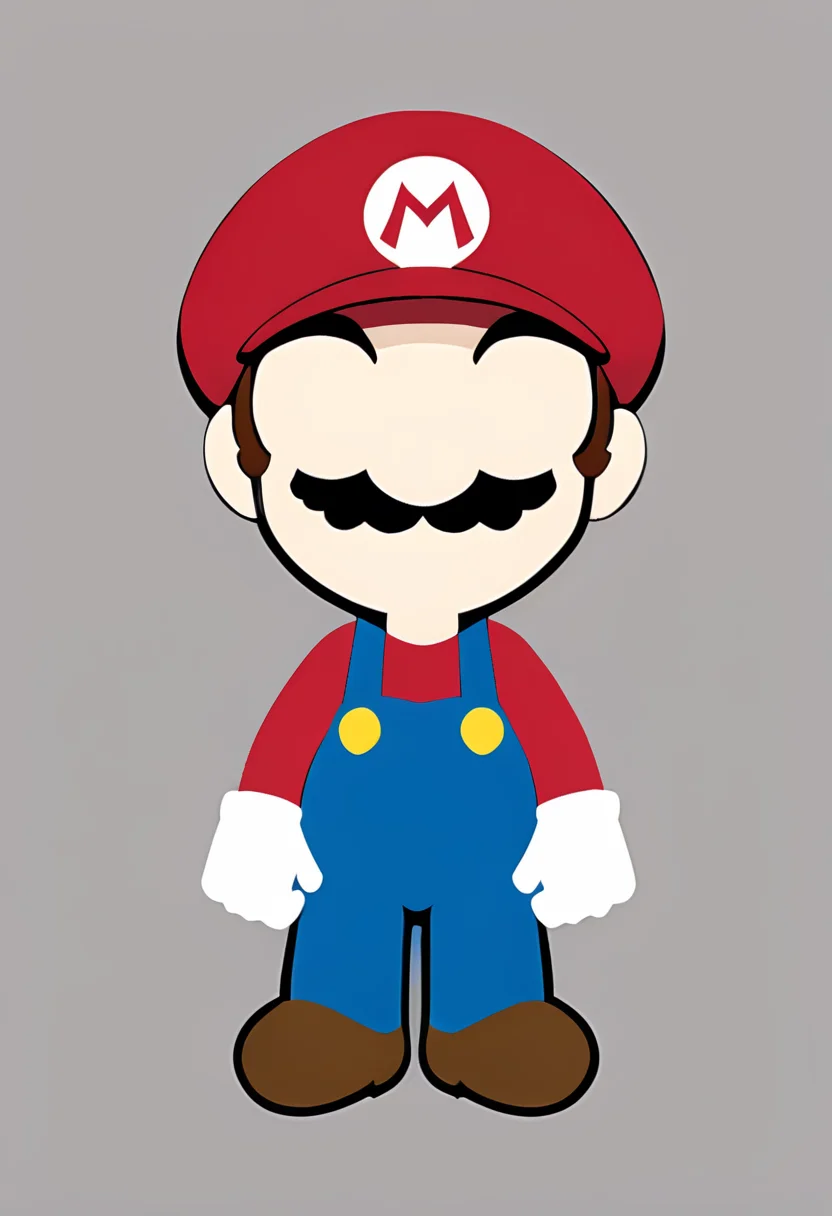 minimal1st, Mario, faceless, faceless male, flat color, vector art, simple background, simple<lora:Minimalist_Anime_XL:1>