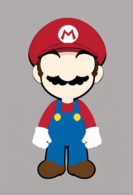 minimal1st, Mario, faceless, faceless male, flat color, vector art, simple background, simple<lora:Minimalist_Anime_XL:1>